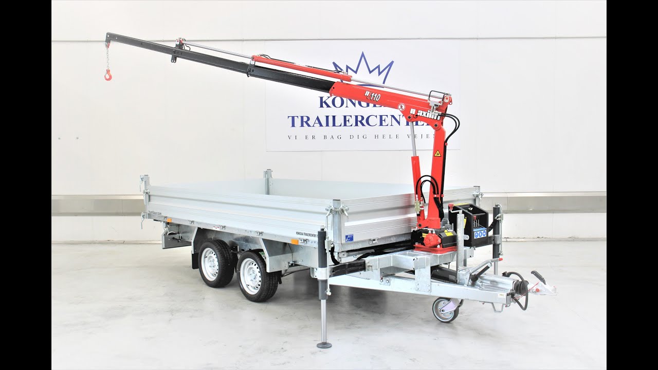 Humbaur HTK 3500.37  tiptrailer med el- hydraulisk Maxilift 110.3 kran og støtteben