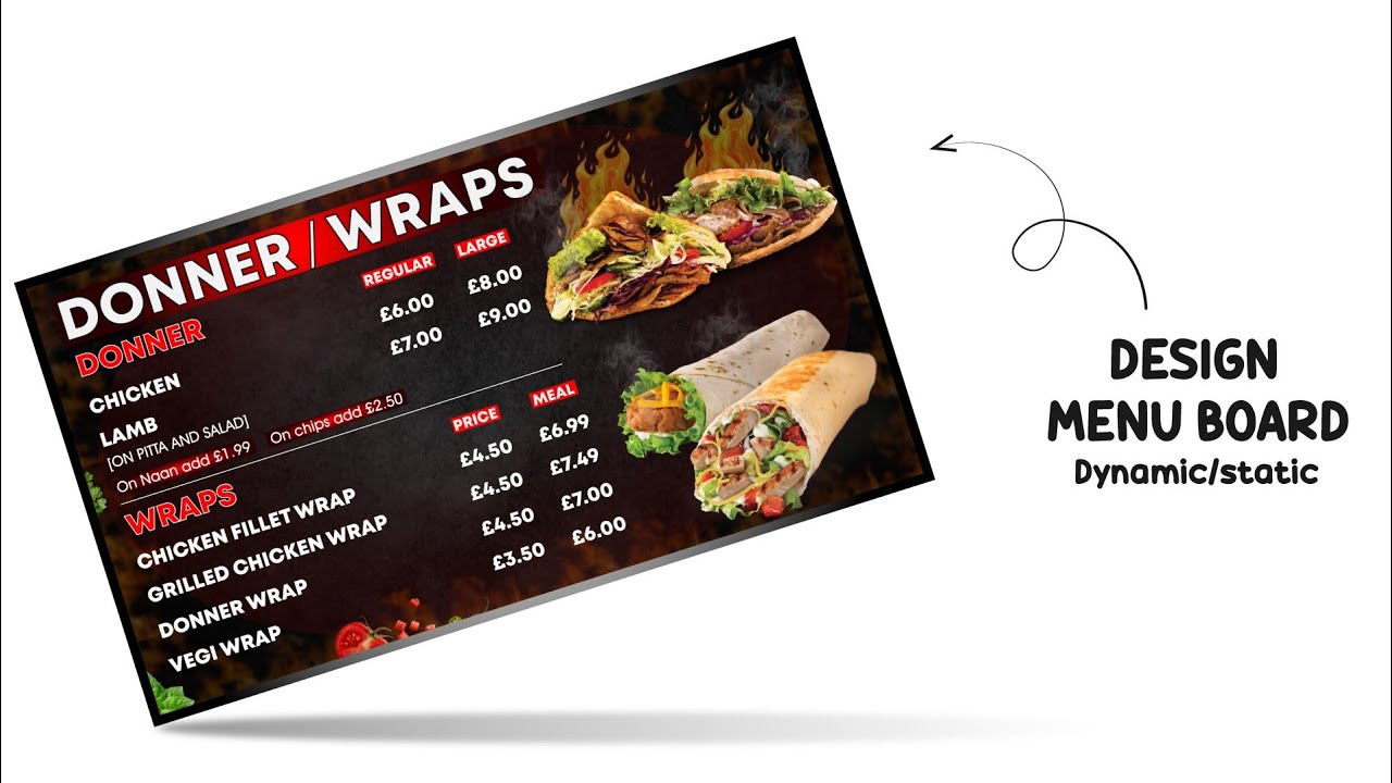 Design Digital Menu Board / Animated Video Menu / Dynamic Fast Food Menu For Restaurants ASMR