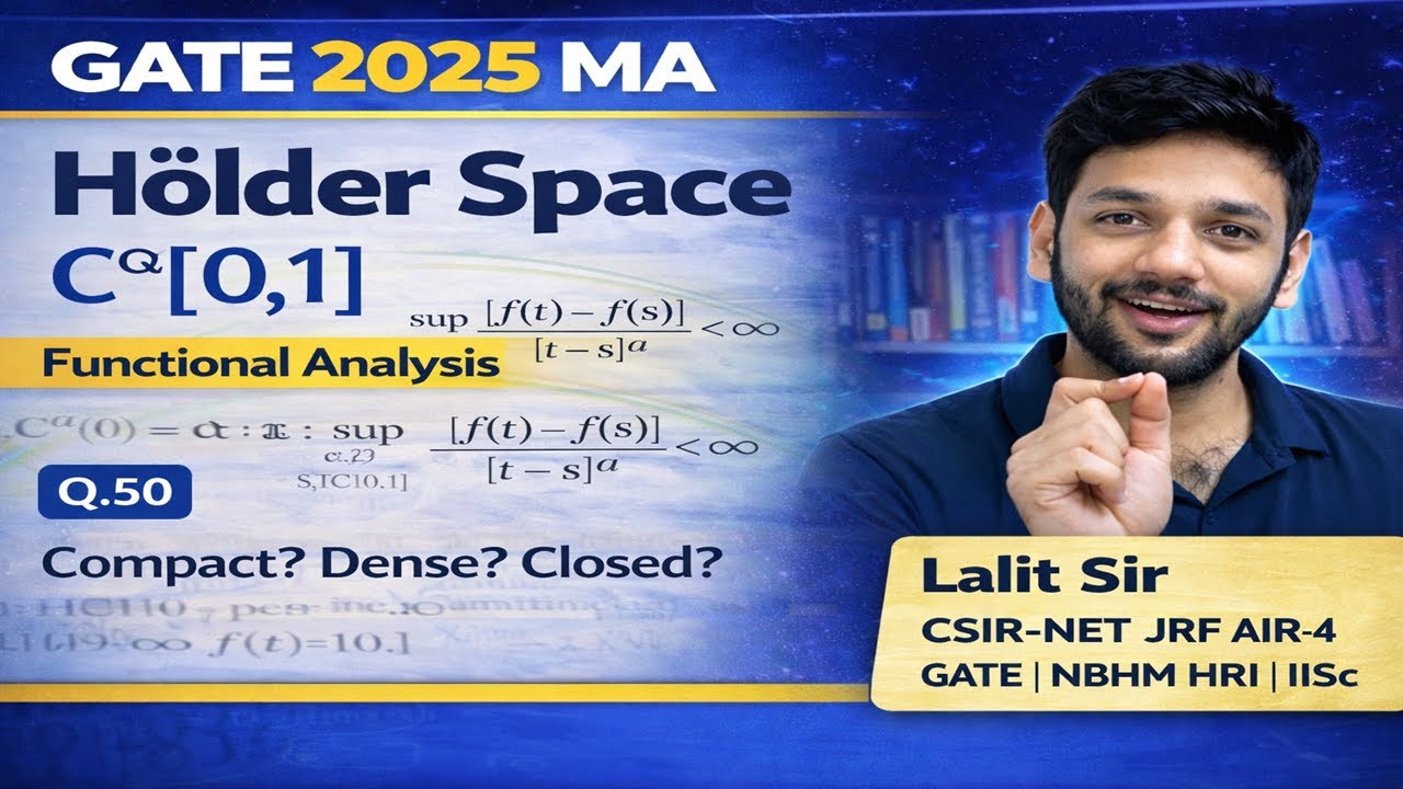 GATE 2025 MA Question 50 | Hölder Space Cα[0,1]Cα[0,1] | Functional Analysis