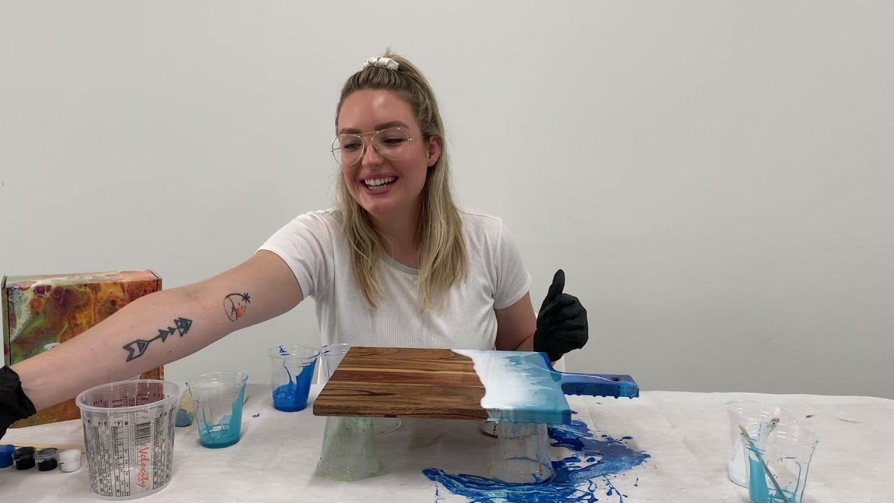 Resin Cheese Board Tutorial | How to make a resin ocean design