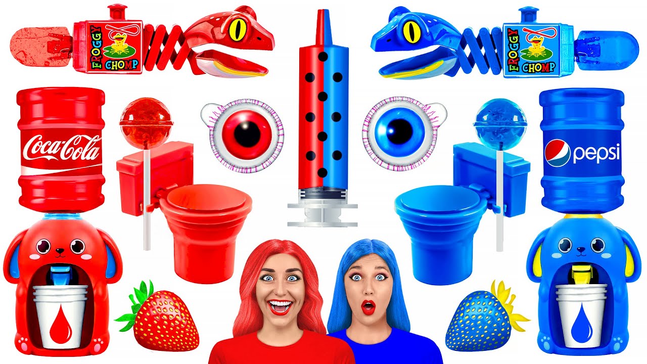 Rot Vs Blau Farb Challenge #3 | Nur 1 Farbe essen für 24 Stunden auf Multi DO Challenge