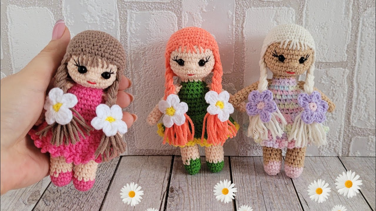 Небольшая кукла вязаная крючком с цветами/crochet doll tutorial /Häkelpuppe