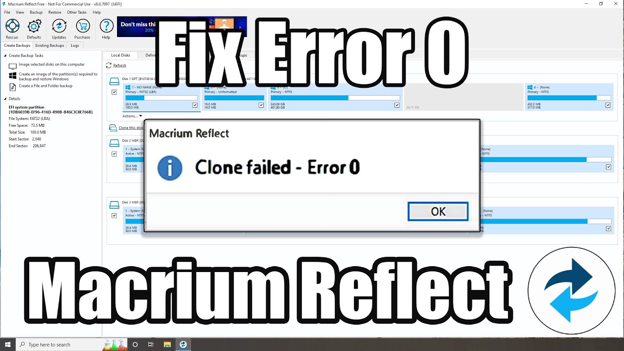 How to fix Error 0 Clone Failed Macrium Reflect