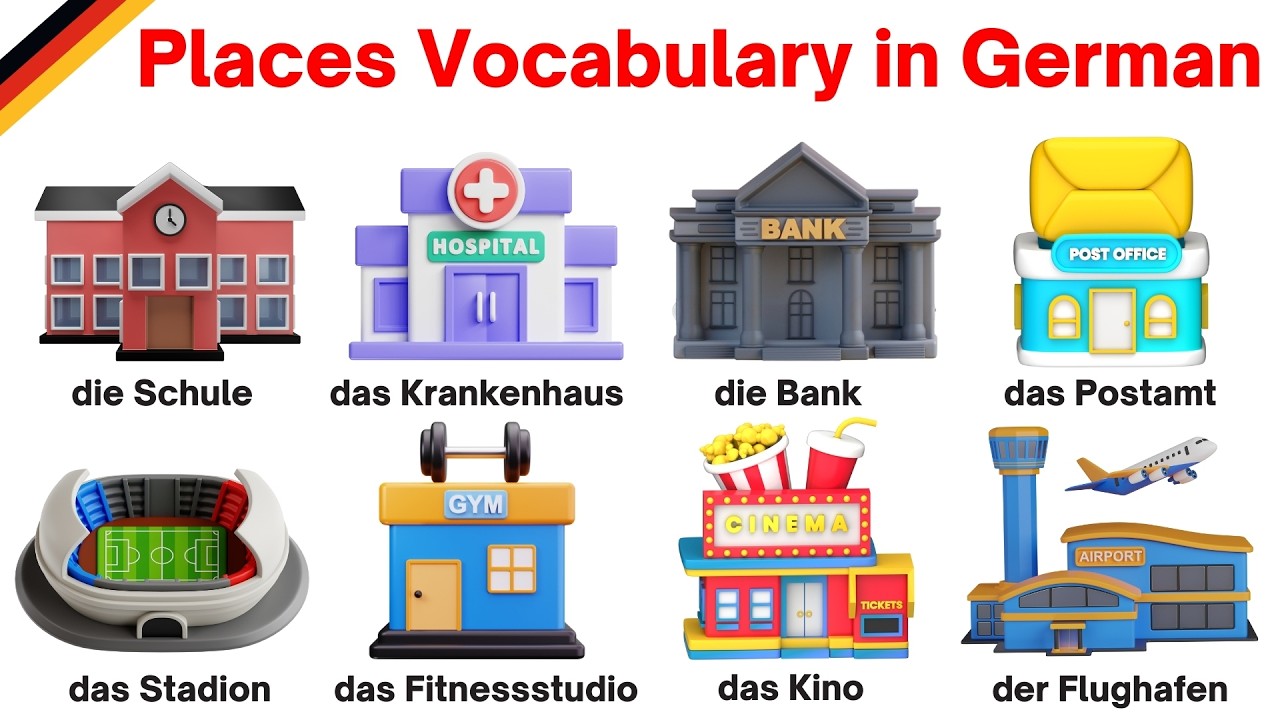 Learn German | Places Vocabulary in German | Places in a city | Parts of the City | German Vocab