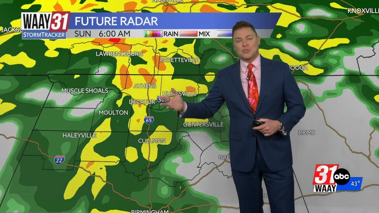 Widespread rain arrives early Sunday across north Alabama