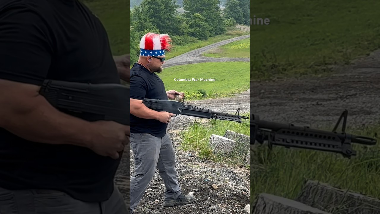 Most American thing ever Rambo a m-60.          Columbia war machine