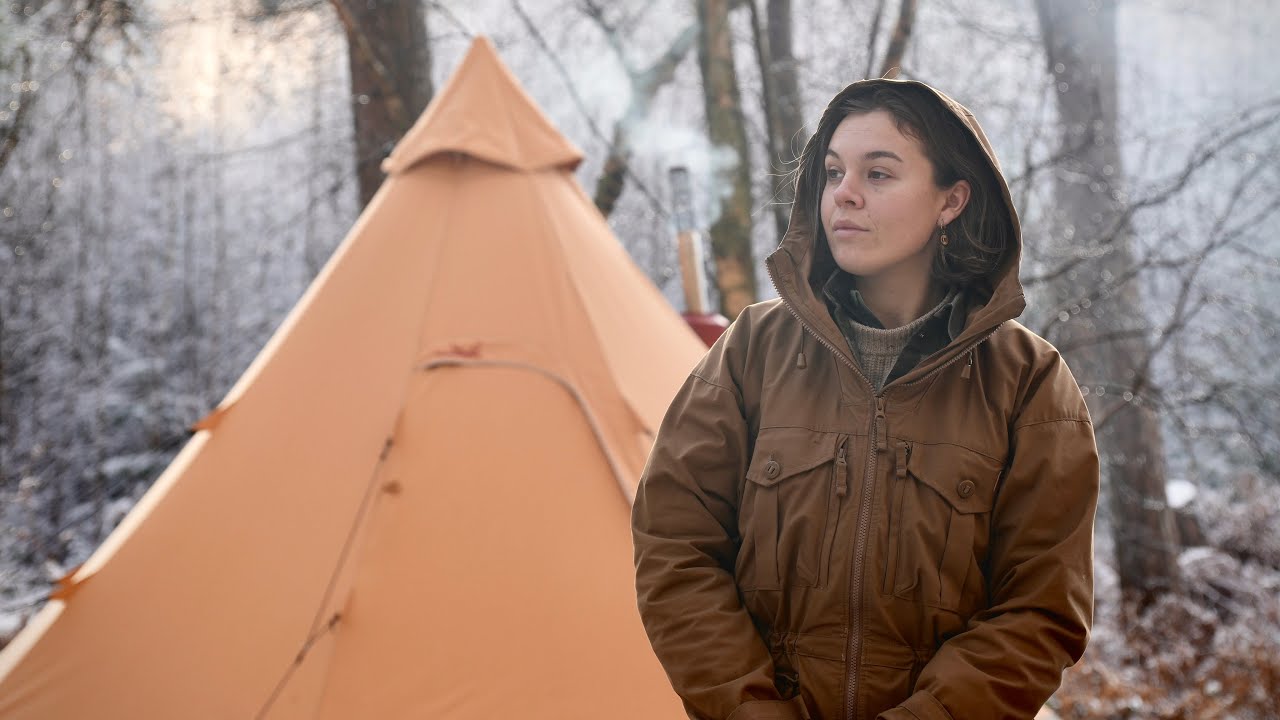 Solo Winter Hot Tent Camping With My Dog