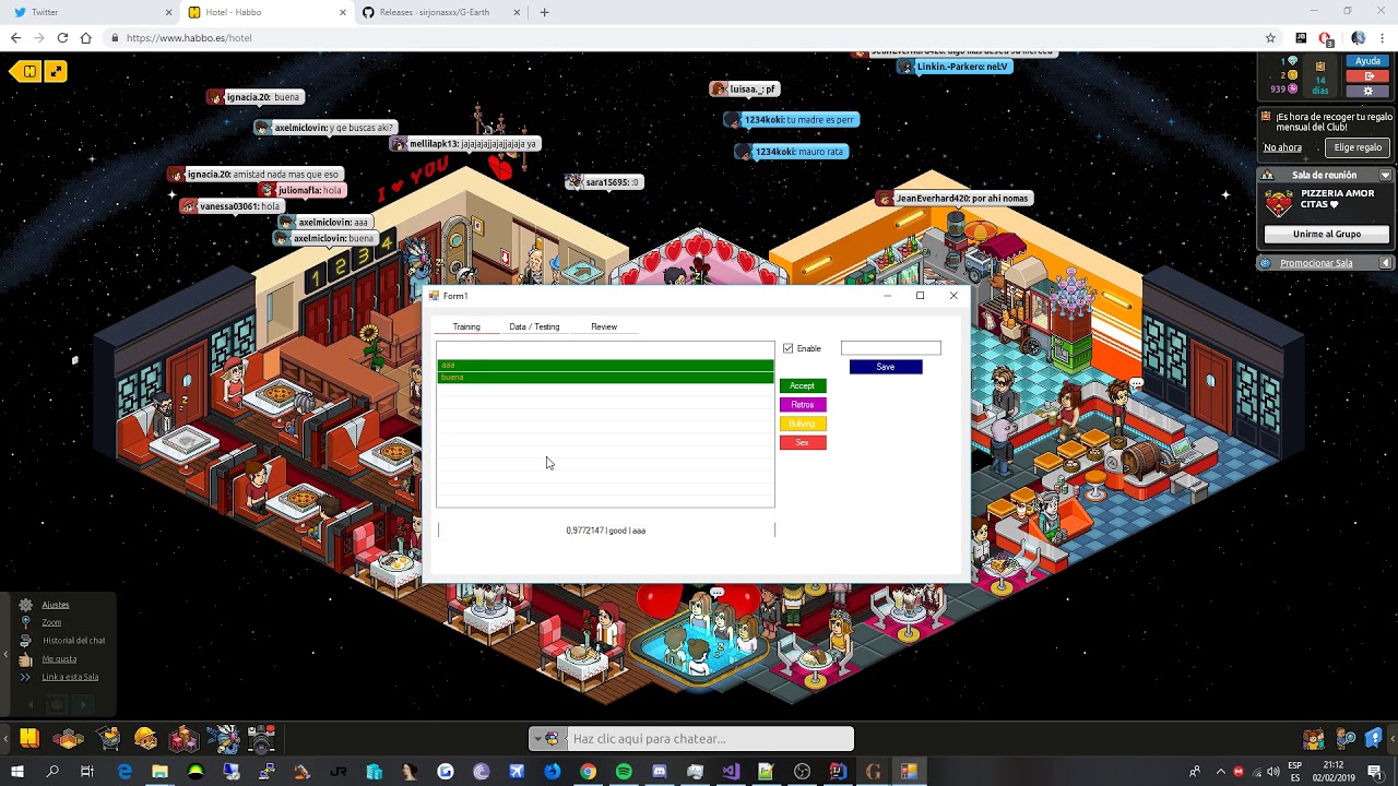 IA Aplicada a Habbo - El filtro bobba no funciona