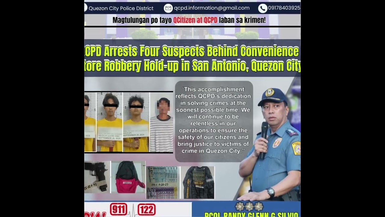 QCPD Arrests Four Suspects Behind Convenience Store Robbery Hold-up in San Antonio, Quezon City
