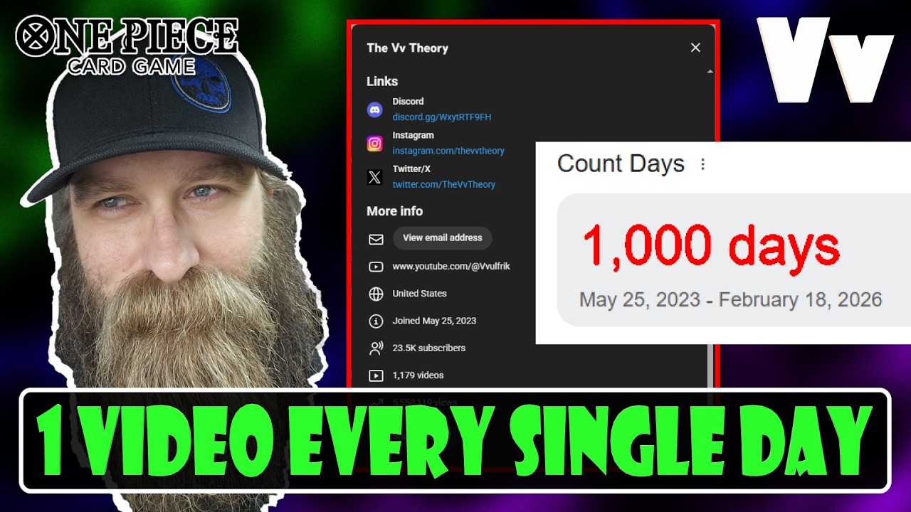 One Piece TCG: Discussing Random Topics, Putting Out a Video Every Single Day for 1000 Days Straight