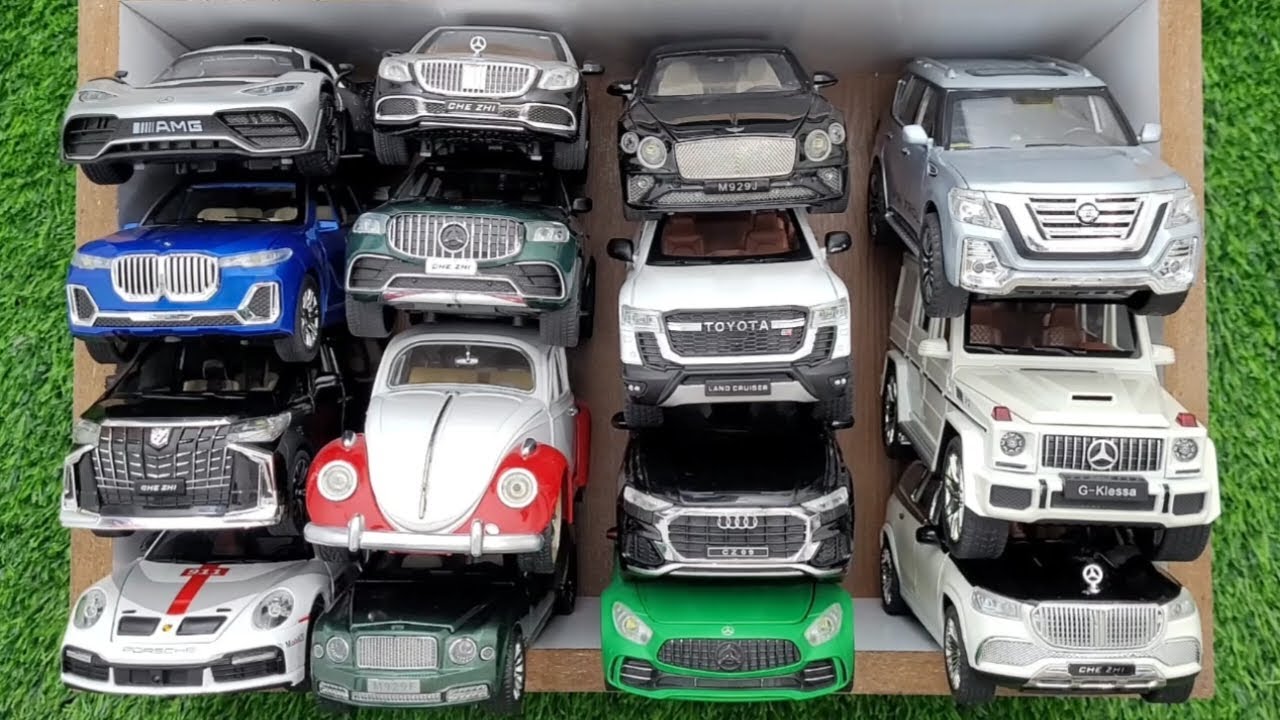 Box full off Diecast model cars,Audi Q8,Nissan patrol,BMW x7,Mercedes AMG One,toyota Land Cruiser300