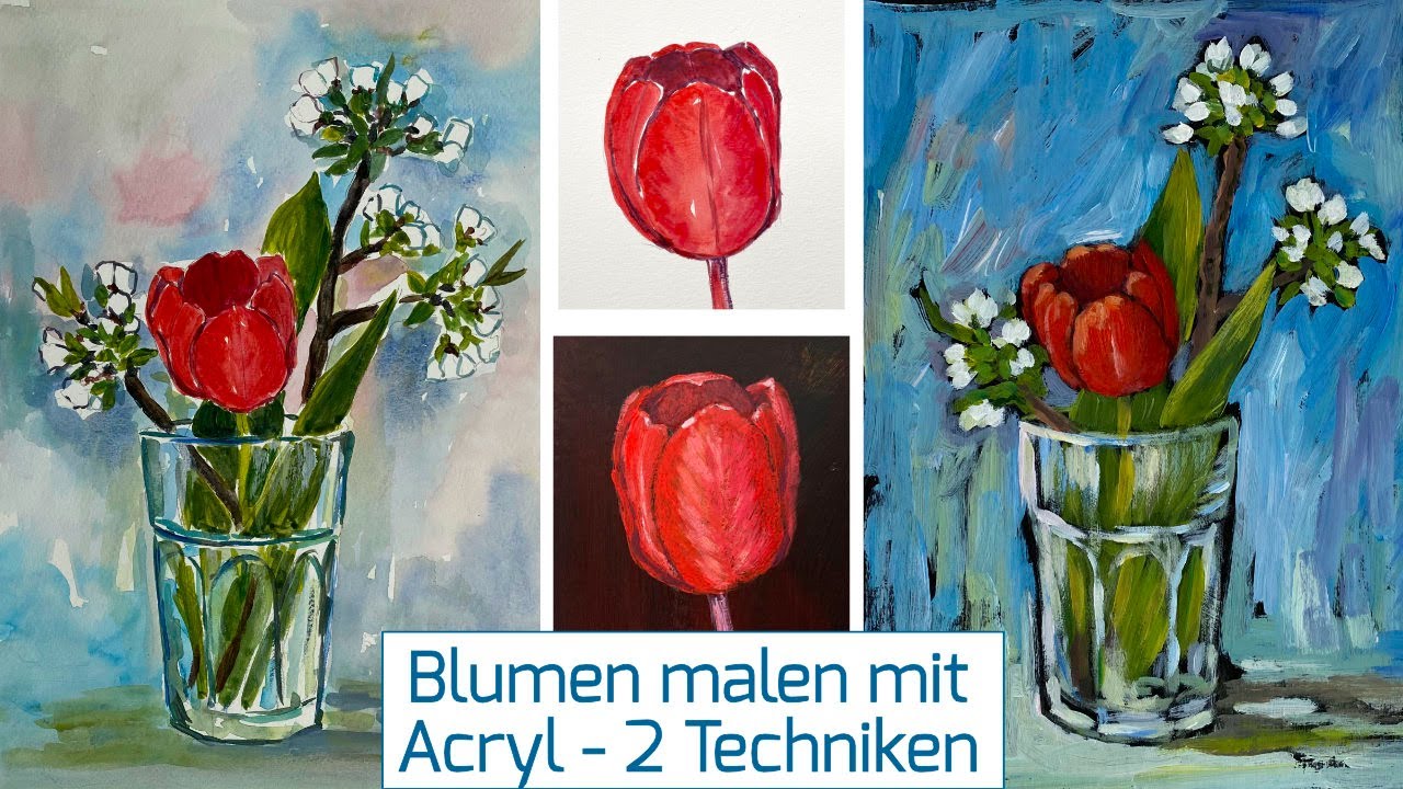 Tulpen mit Acryl malen: 2 einfache Techniken für Anfänger