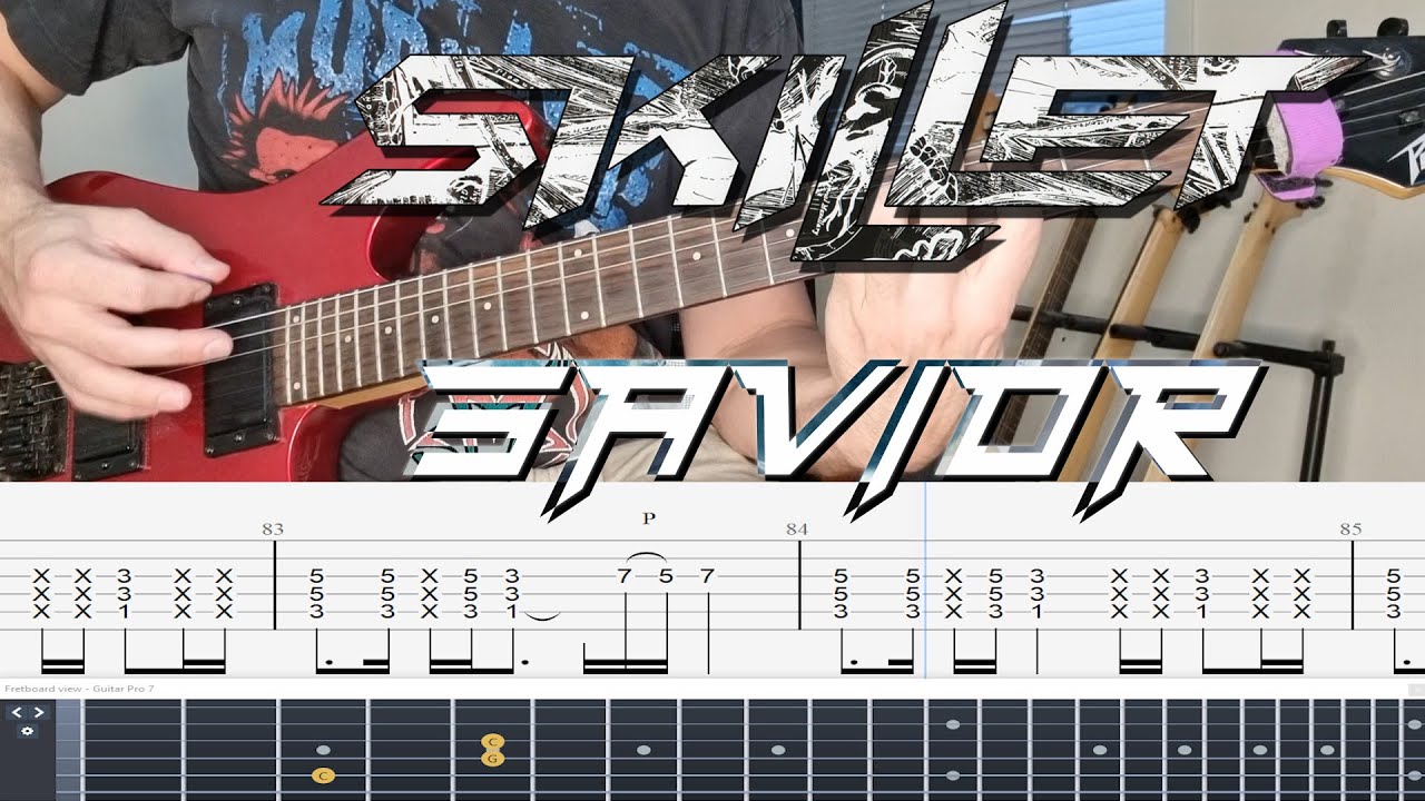 Skillet - Savior (guitar cover) + screen tabs