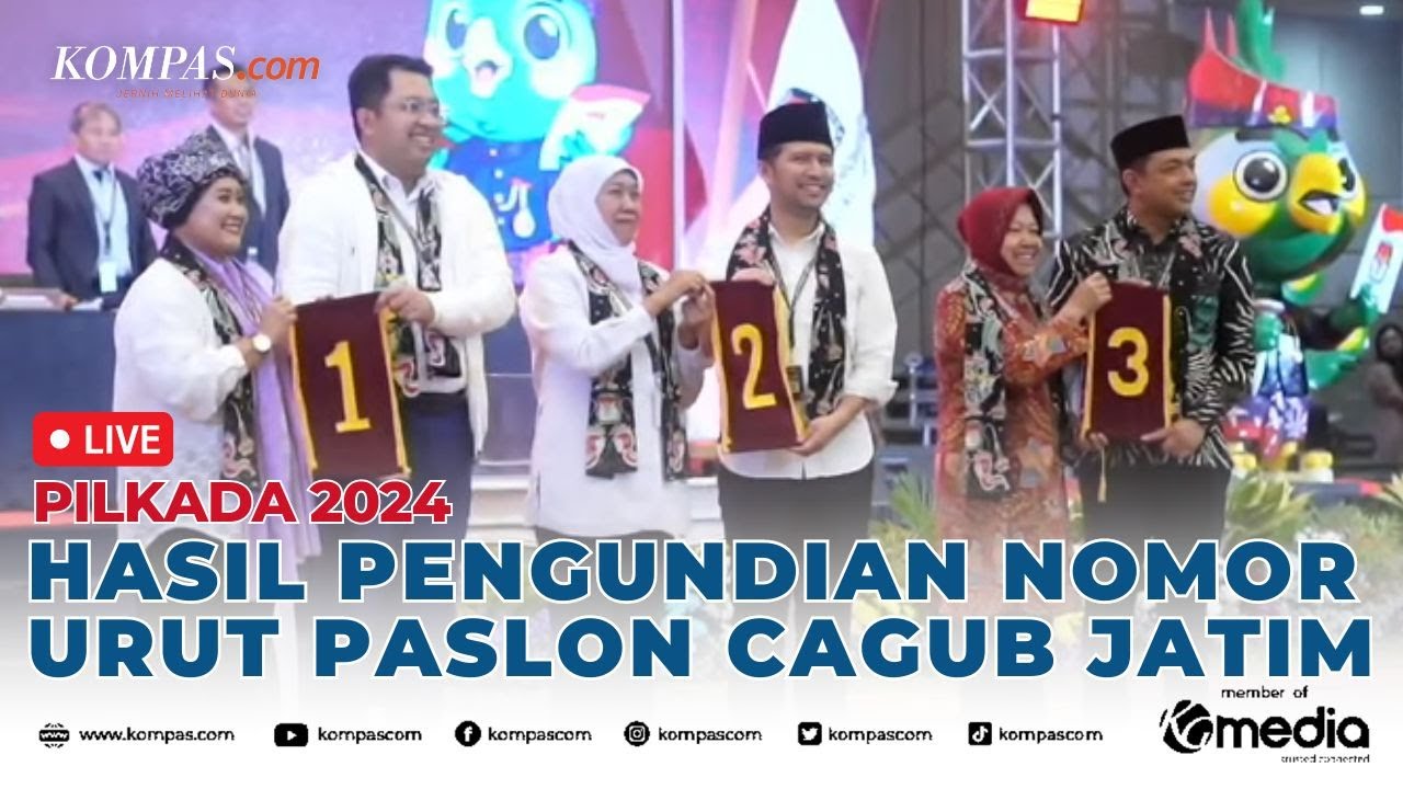 🔴LIVE - Hasil Pengundian Nomor Urut Paslon Cagub-Cawagub Pilkada Jatim 2024