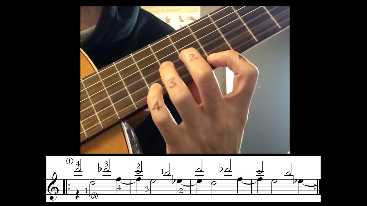 Echauffement-Indépendance des doigts main gauche à la guitare 1