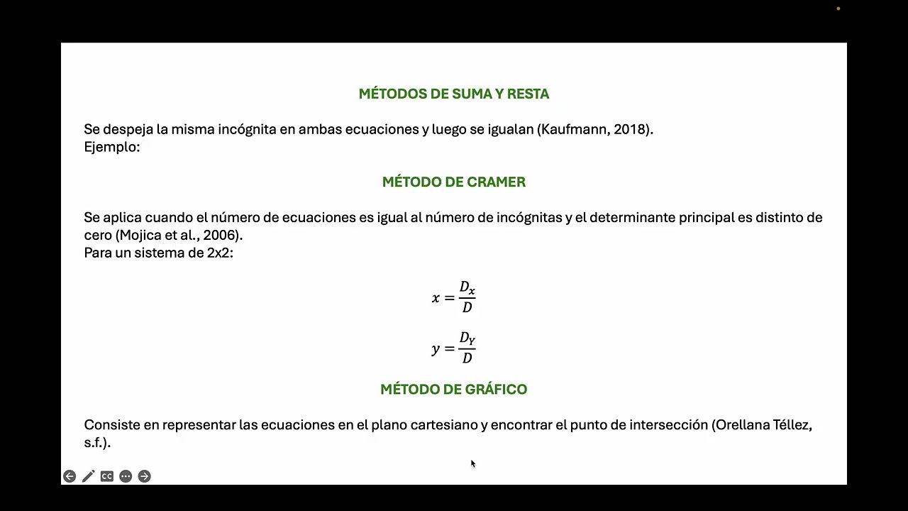 Sistema de ecuaciones lineales 2x2 y 3x3