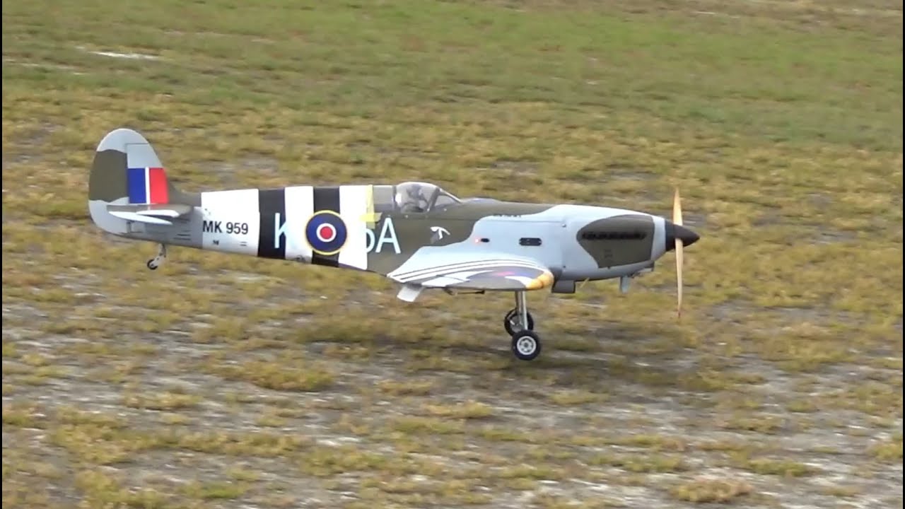 Iconic Fly-Bys: Seagull Spitfire Powered by DLE 35 Rear Exhaust at Sand Flats