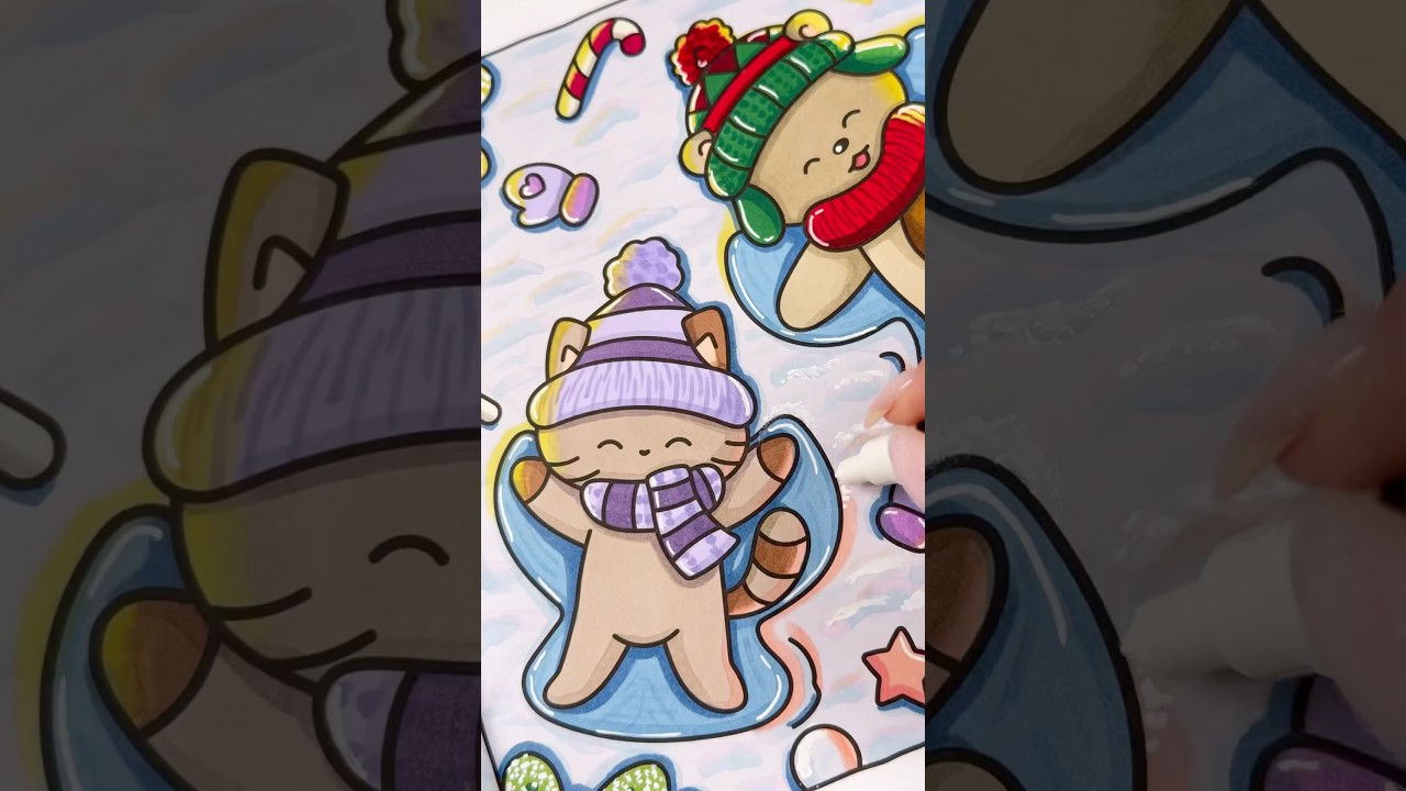 How I color the snow angel page in Fluffy Christmas by Didi Plums 