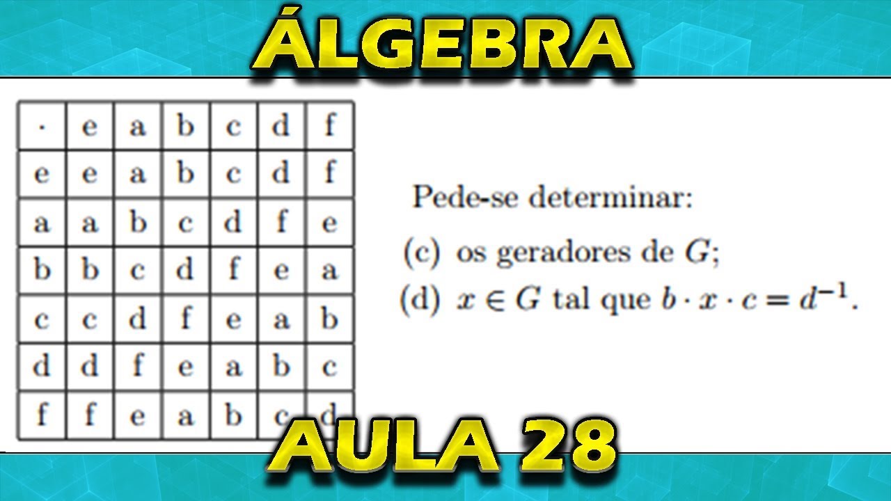 (28-Álgebra) Exercícios de Subgrupo Gerado e Tábua C e D