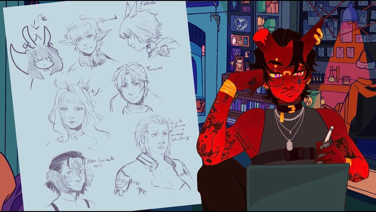 Sketching FFXIV Characters ! - VOD