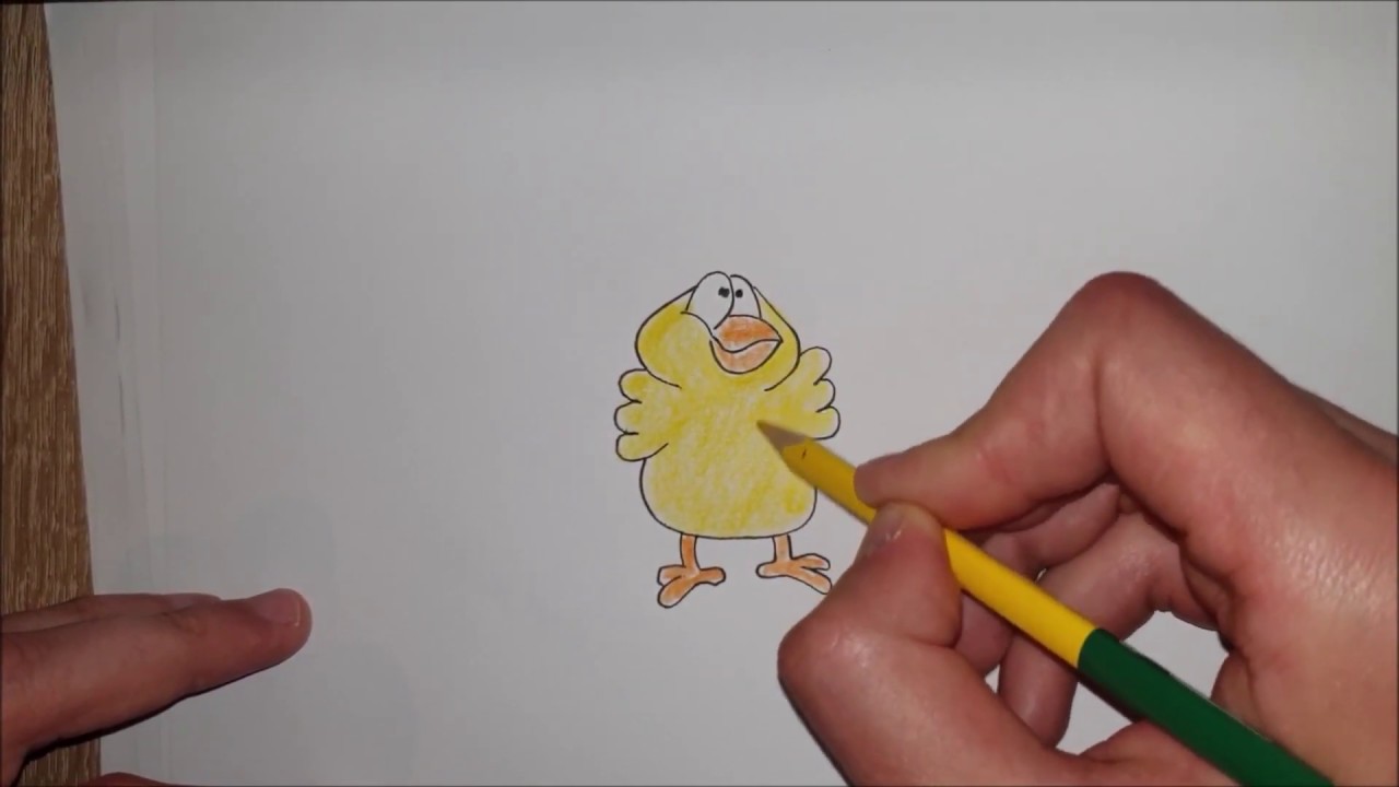 Kako nacrtati i obojiti Pile/ How to draw and color an easy cartoon Chicken