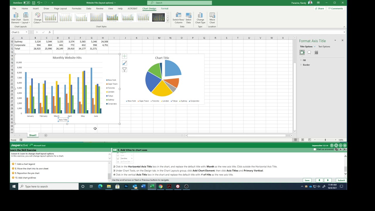 Excel Lesson 6e Modifying the Chart Design and Location