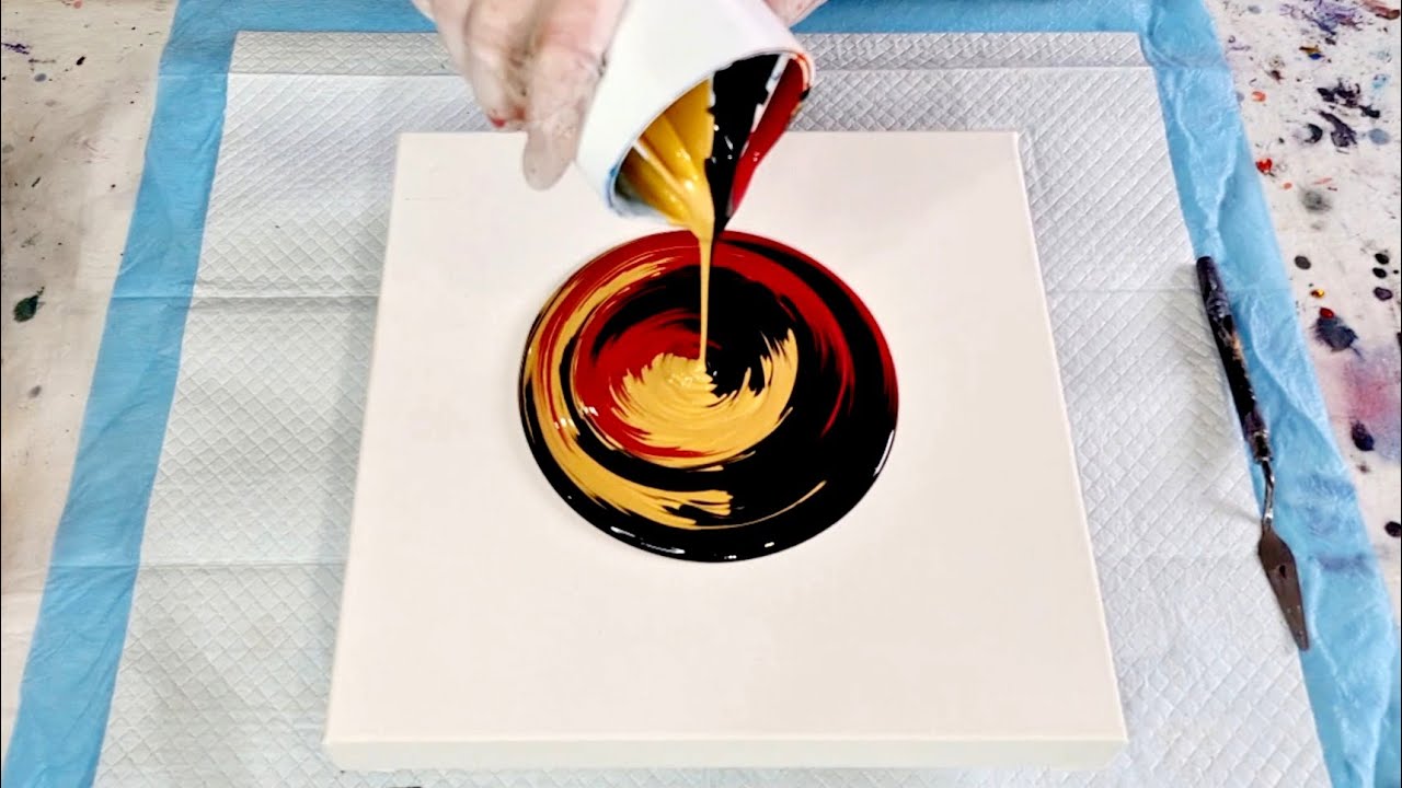 #957 Amazing Dirty Pour In Red, Black And Gold Using Split Cup