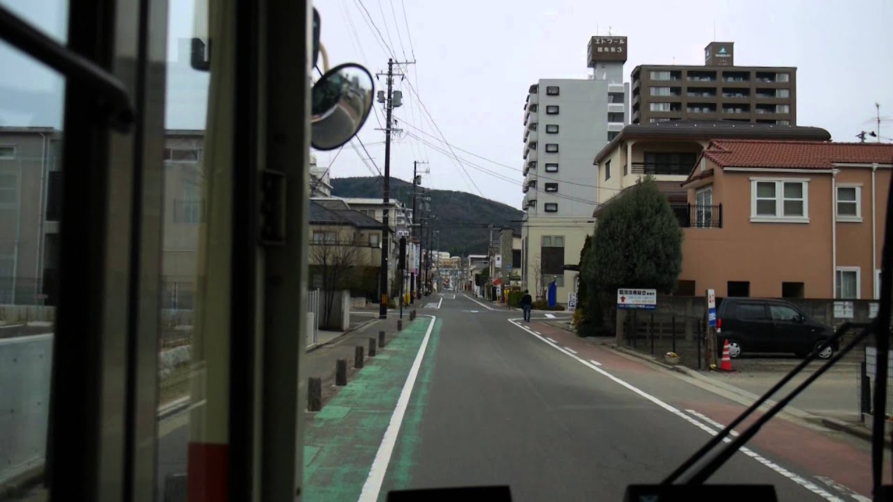 【前面展望】福島駅東口～こむこむ館～福島合同庁舎～福島駅東口【福島交通・循環バス「ももりん号」】