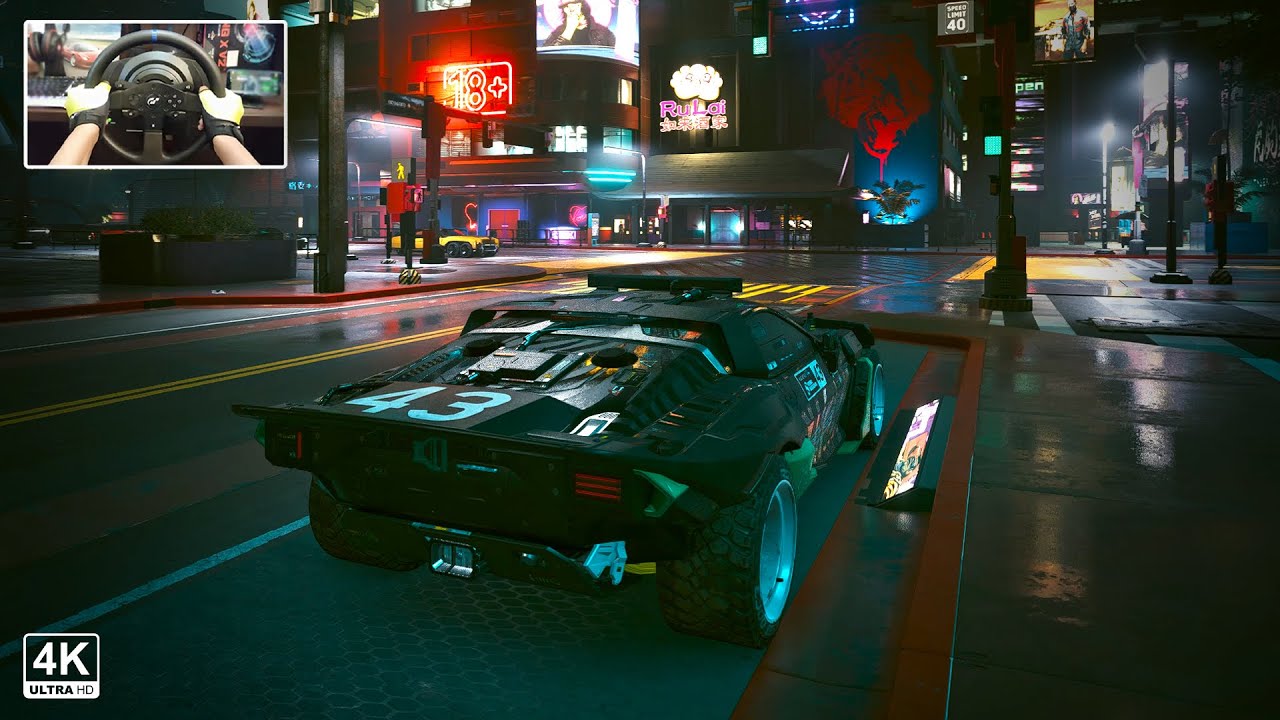 Cyberpunk 2077 Night City Exploring using Ken Block Type 66 HOON Steering Wheel Gameplay [ 4K ]