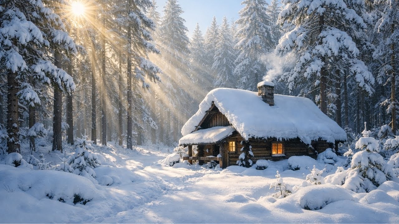 Gentle Piano Music in a Silent Winter Forest