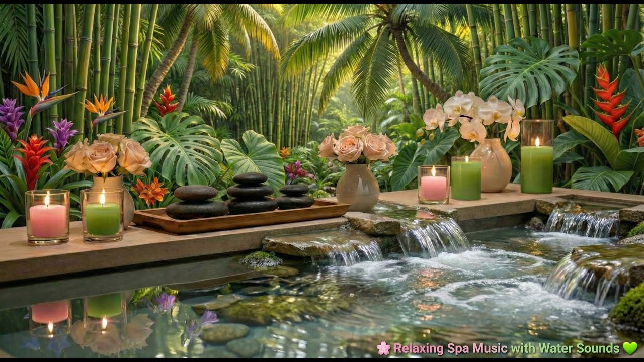 Relaxing Spa Music with Water Sounds 🌙 Jungle Zen Ambience for Stress Relief, Sleep & Meditation