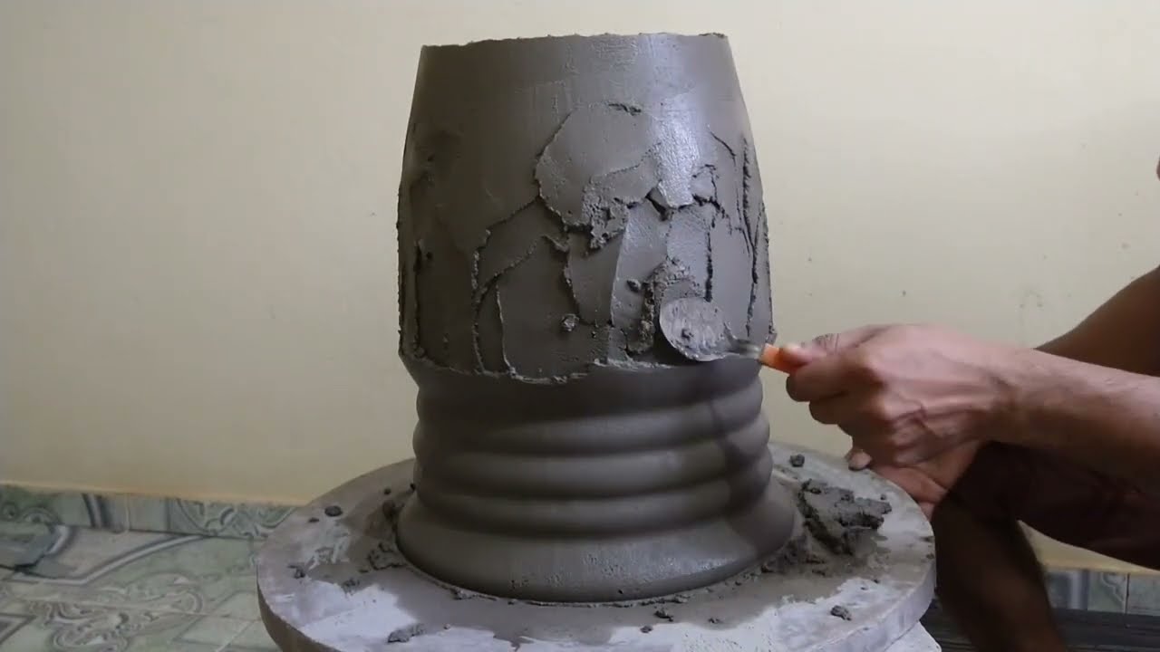 Incrível ideia com cimento. Como fazer vaso grande. how to make cement pot