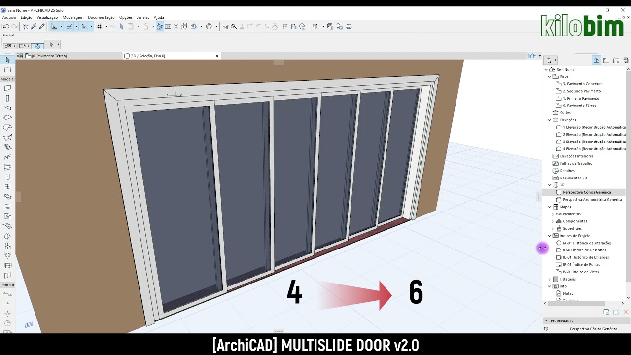 ArchiCAD: Multislide Door v2.0 / Porta de correr multifolhas