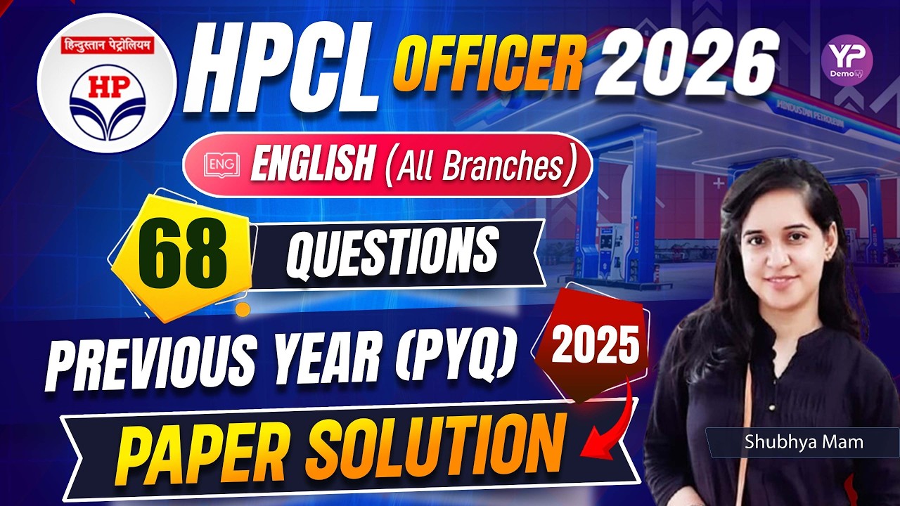 Marathon session! HPCL Officer English (All Branches 2025) Detailed explanation to all questions