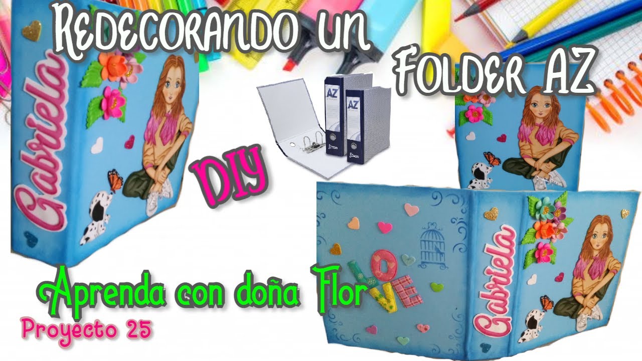 Redecorando un folder AZ (reutiliza) - DIY + Moldes gratis