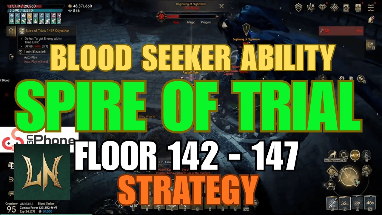 SPIRE OF TRIAL FLOOR 142-147 - BLOOD SEEKER ABILITY STRATEGY  #lordnine #mmorpg