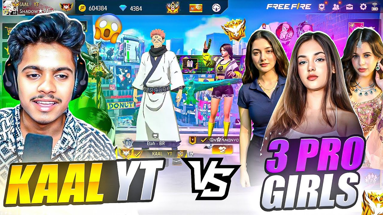 Me Vs 4 Pro girls 😨❤️ - grandmaster girls call me noob || papa ki pari ka attitude 😤 - free fire