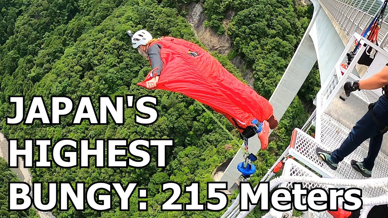 BUNGY JAPAN - Crazy Highest Jump - 705 Feet/215 Meters - Wing Suit Bungy in Gifu, Japan