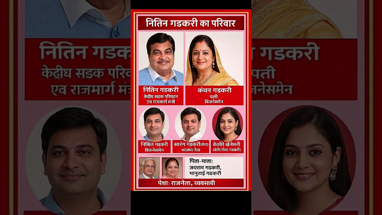 नितिन गडकरी का परिवार ❗  Nitin Gadkari's family#ytshorts #gk #ias
