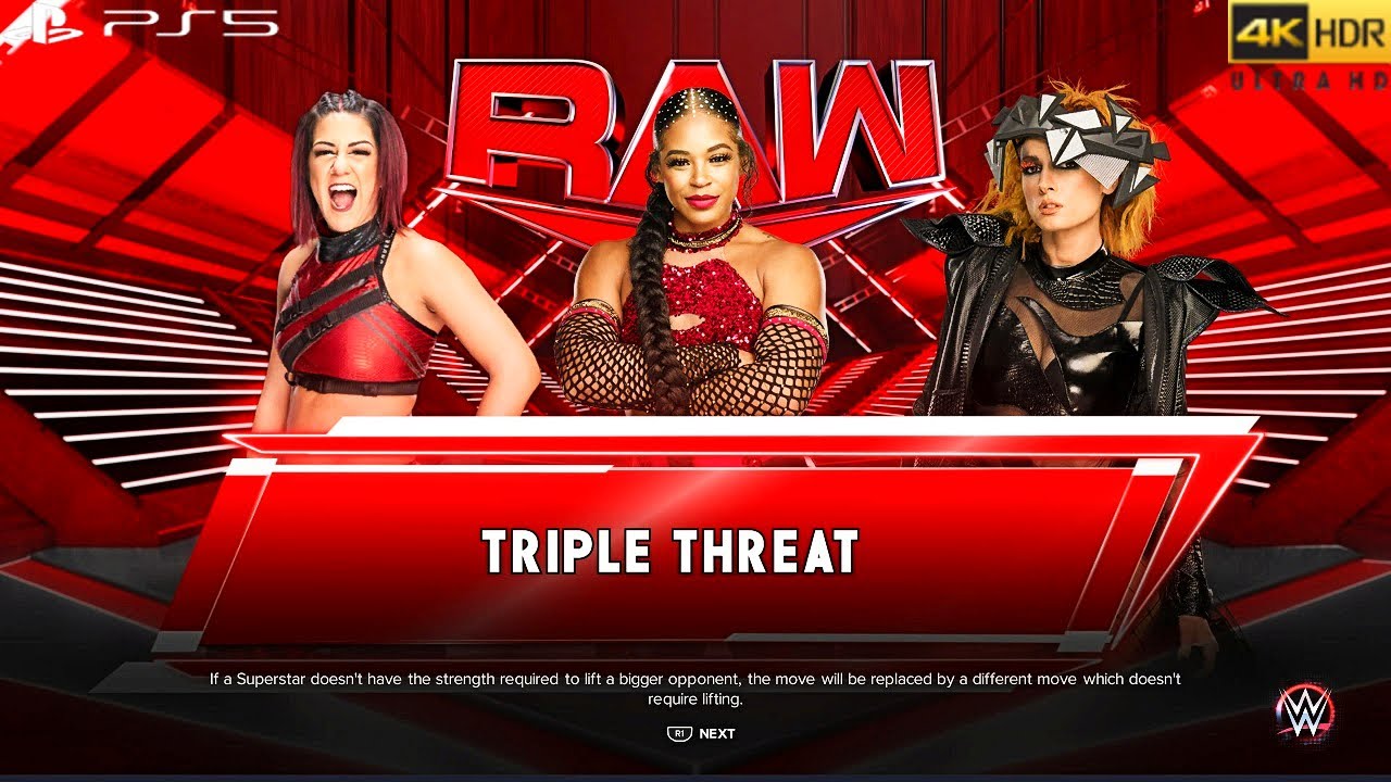 WWE 2K23 (PS5) - BIANCA BELAIR vs BECKY LYNCH vs BAYLEY | TRIPLE THREAT MATCH | RAW, 02/13/23 [4K]
