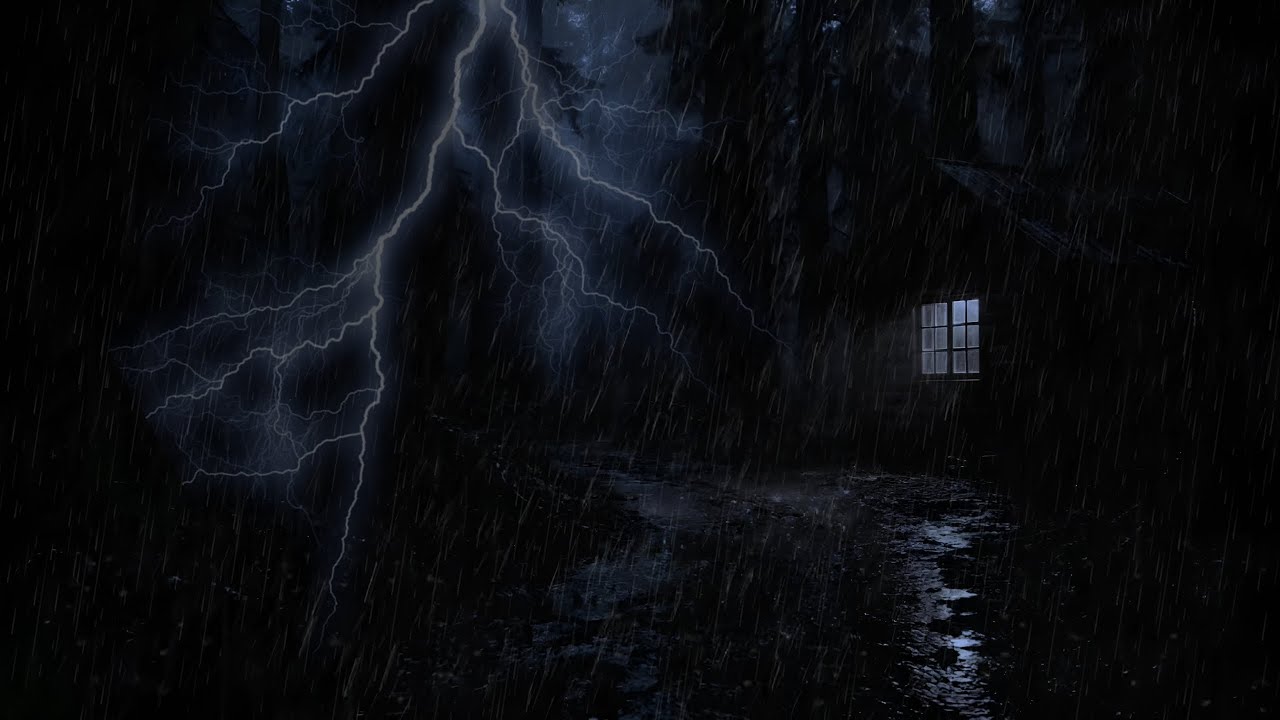 Thunderstorm at Night, 3 Hours on a Dark Forest Roof, Deep and Calming Relaxation