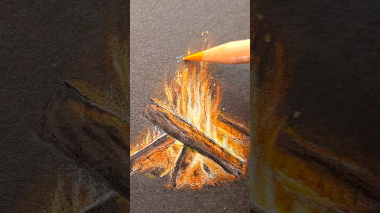 Draw a realistic Fire (Campfire Drawing) #drawingideas #firedrawing #flamedrawing #shorts