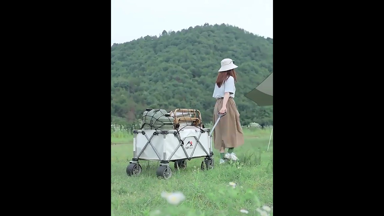 Outdoor Camper Trolley Folding and Gathering Hand-Held Car Trailer Portable Camping Picnic
