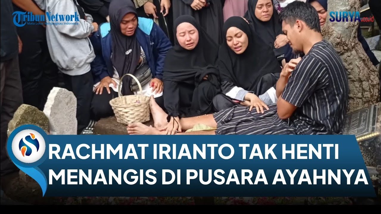 Bejo Sugiantoro Dimakamkan, Rachmat Irianto Tak Henti Menangis Sambil Memeluk Foto Ayah