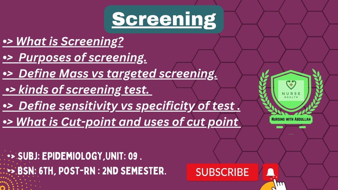 What is Screening in urdu| sensitivity vs specificity of test| BsN 6th, Post-Rn 2nd| unit#9|