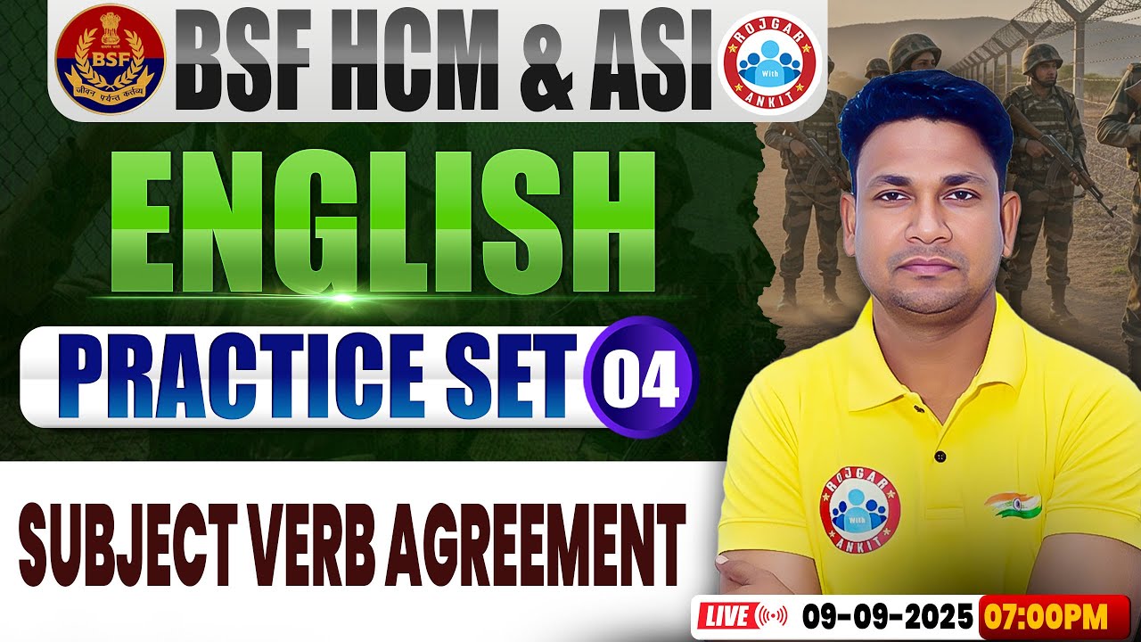 BSF HCM English Class | BSF English Practice Set #04 | Subject Verb Agreement | English By Rinku Sir