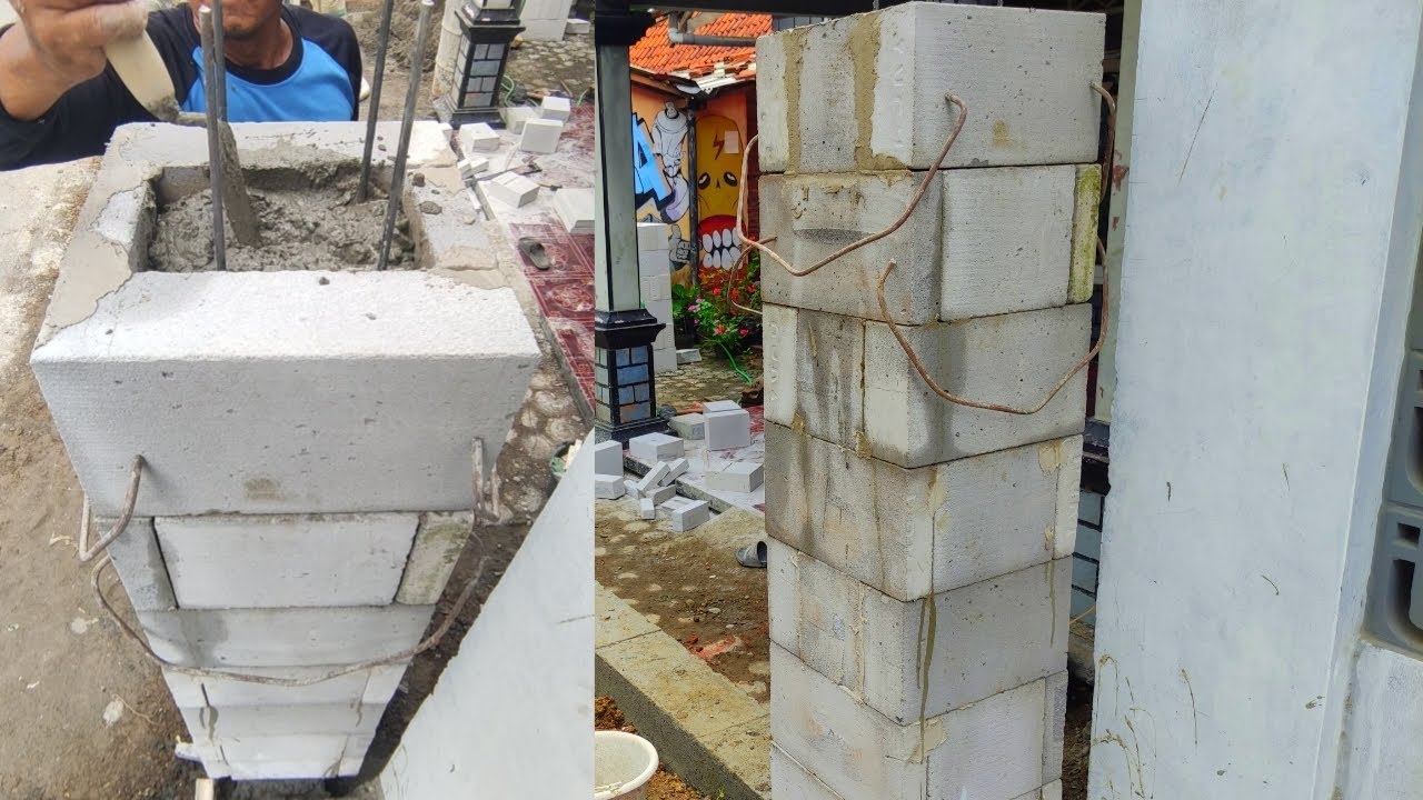 membuat tiang pagar keliling menggunakan bata ringan model persegi