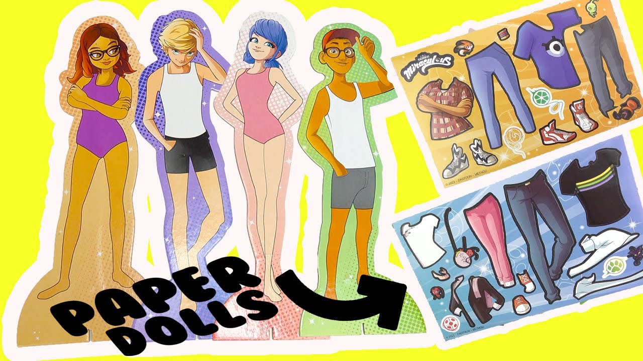 Miraculous Ladybug DIY Paper Dolls Activity Craft Kit with Cat Noir