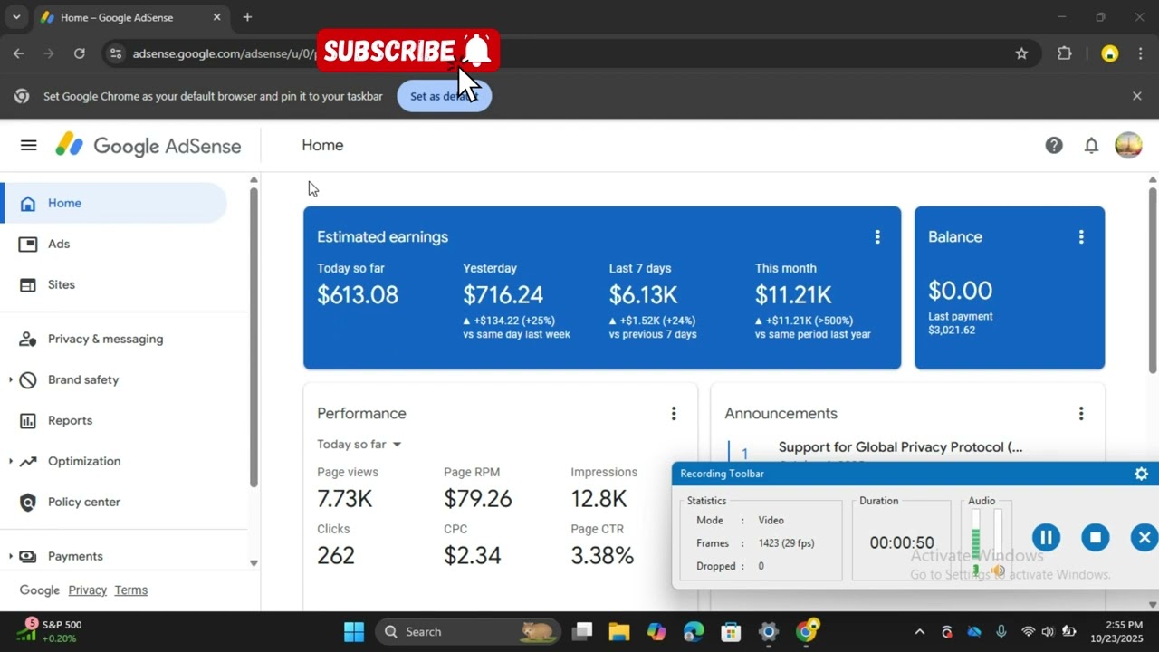 💸 &ldquo;Google AdSense Payment Proof 2025 (REAL Earnings Shown!) | How Much Blogging Paid Me 💰