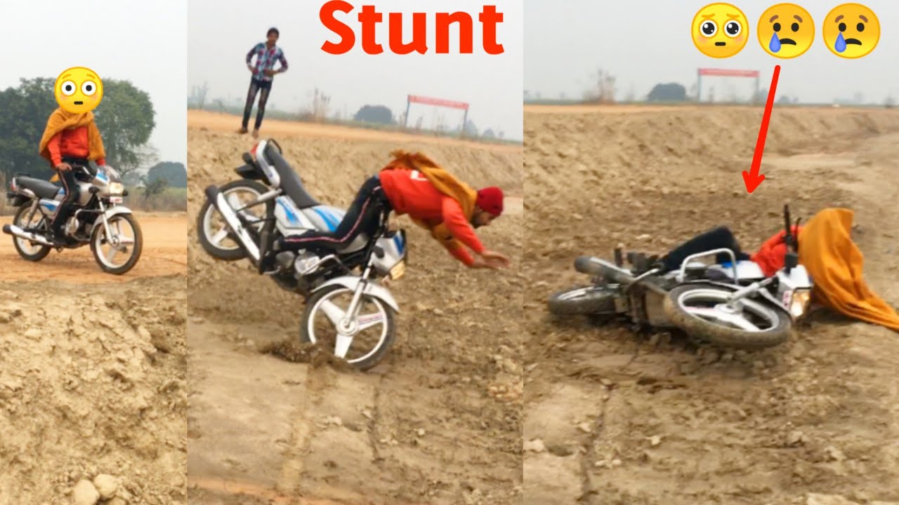 😳Stunt going worng Hero splander bike  stunt & accident by Nishu Deshwal